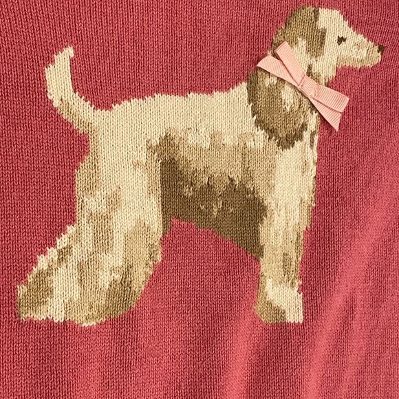 ~ JANIE and JACK 4 Dog Ruffle Shoulder Sweater*, Mauve Cotton Knit, Ribbed Cuff - Picture 6 of 16